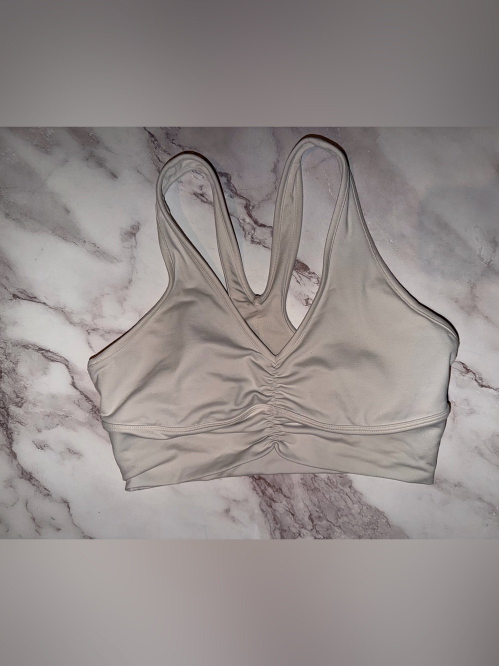 Alo Cinched Ivory Racerback Sports Bra